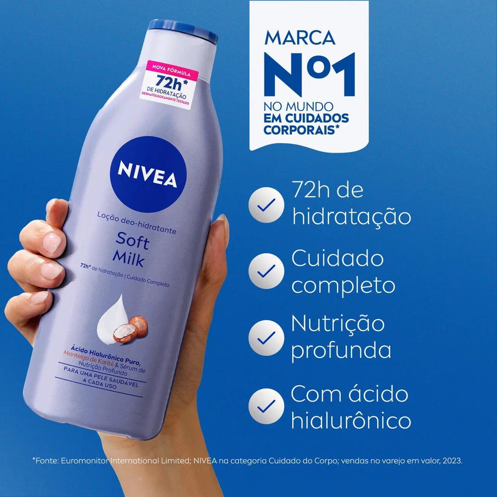 Loção Corporal Nivea Soft Milk Hidratante Pele Seca com Manteiga de Karité 400ml