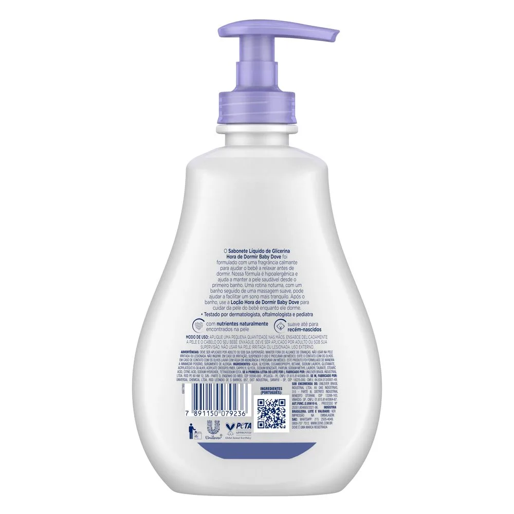 Sabonete Líquido Infantil Baby Dove Hidratação Relaxante Hora de Dormir 400ml