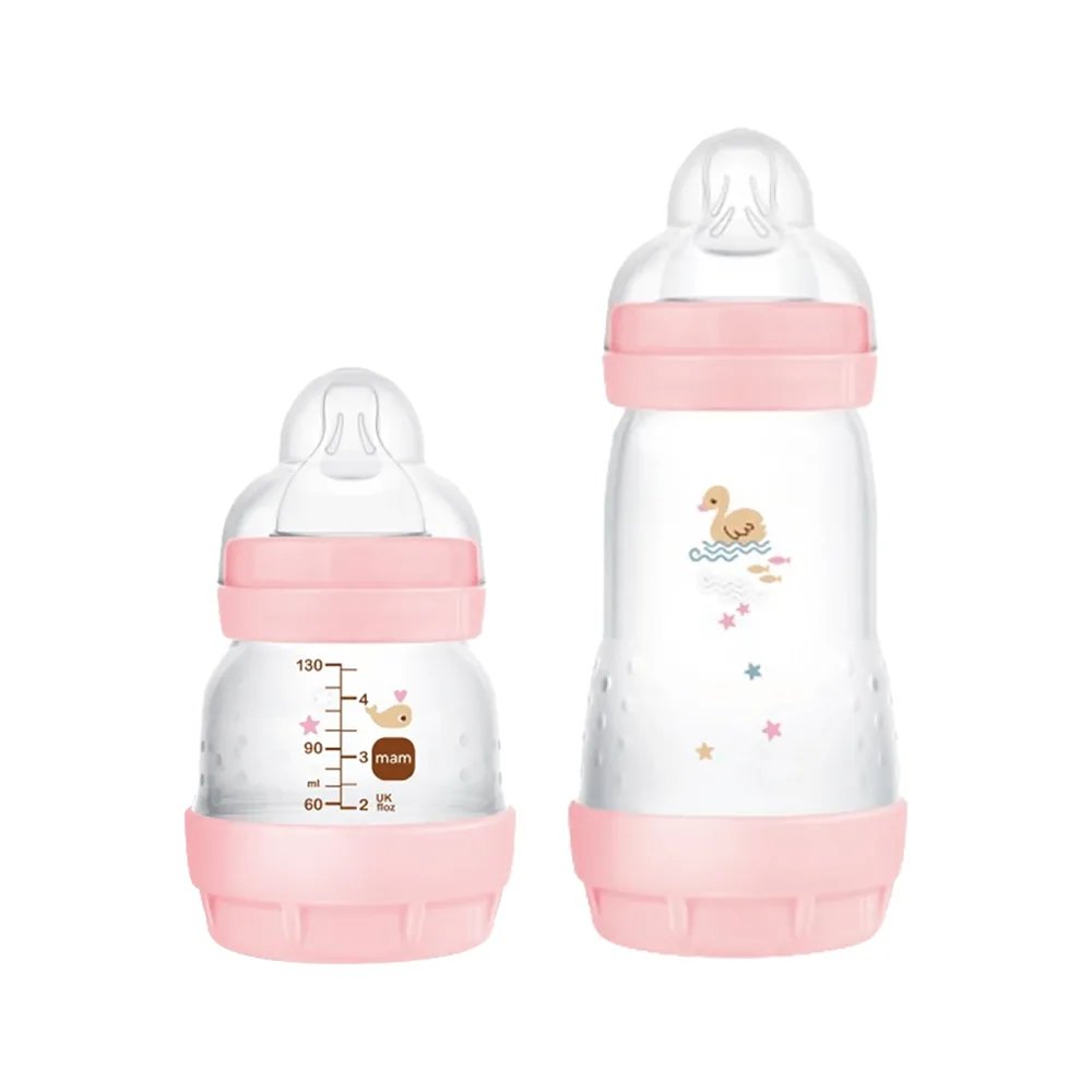 Kit Mamadeiras MAM Easy Start Rosa 130ml e 260ml 2 Unidades