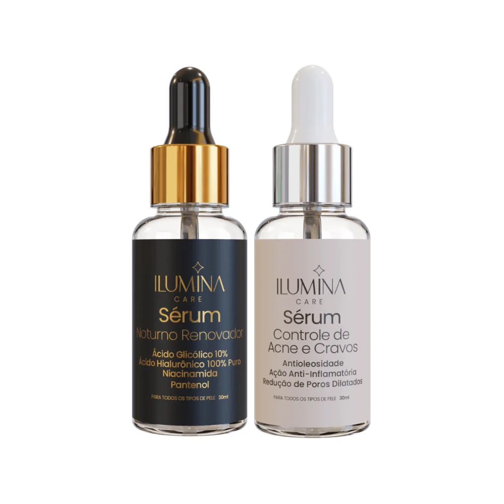 Kit Sérum Antiacne + Renovador Noturno Uso Diário