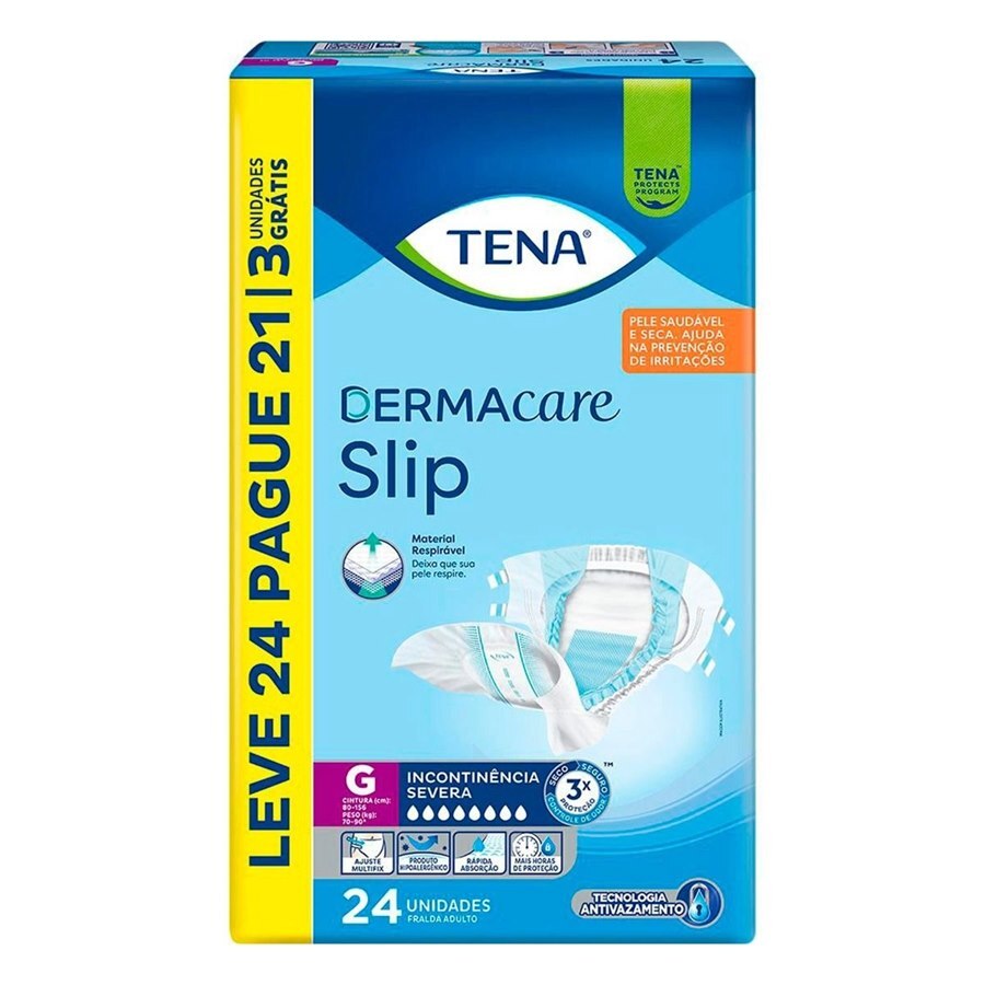 Fralda Geriátrica Unissex Tena Dermacare Slip G - 24 Unidades