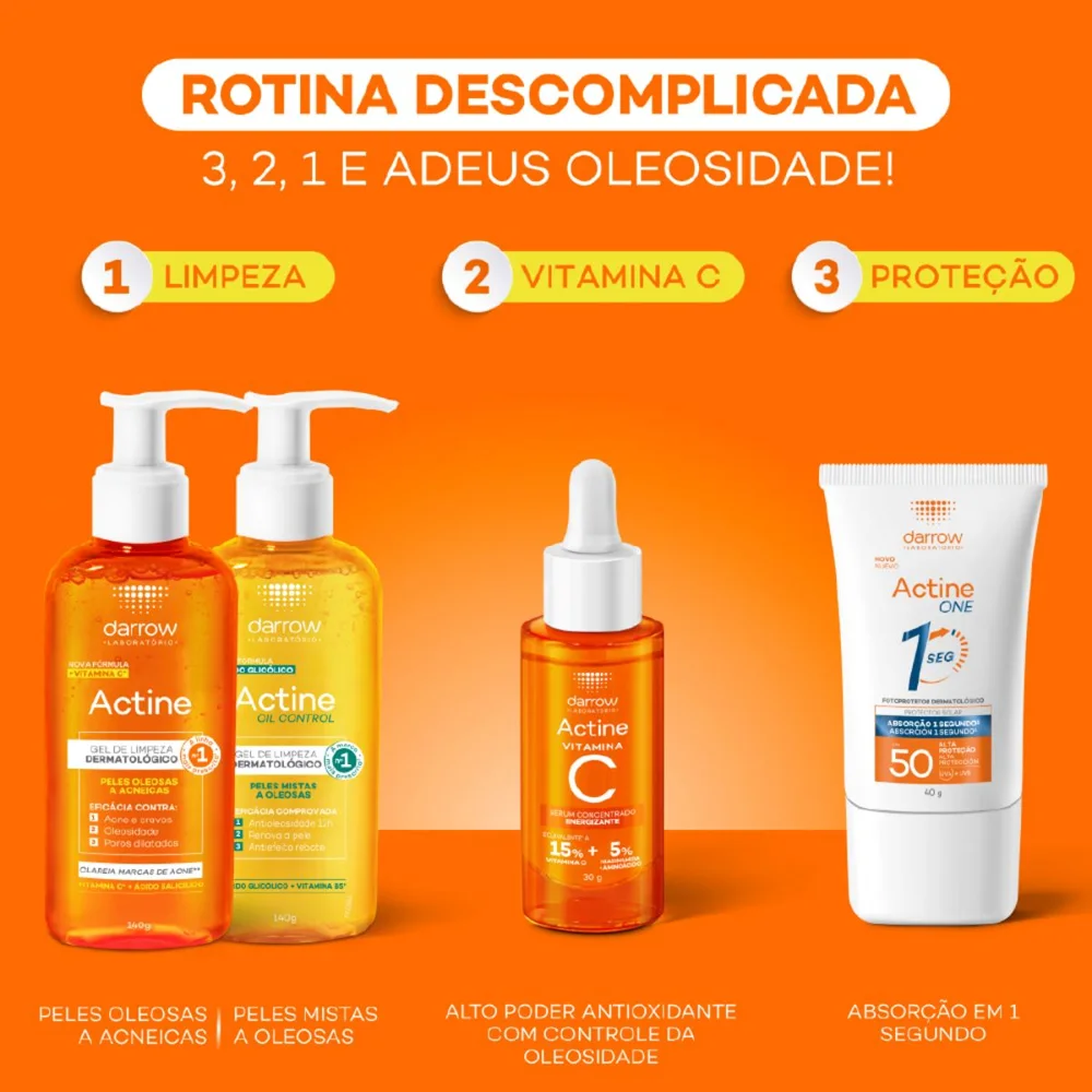 Kit Actine Gel De Limpeza 400g + Protetor Solar Facial Fps50 40g