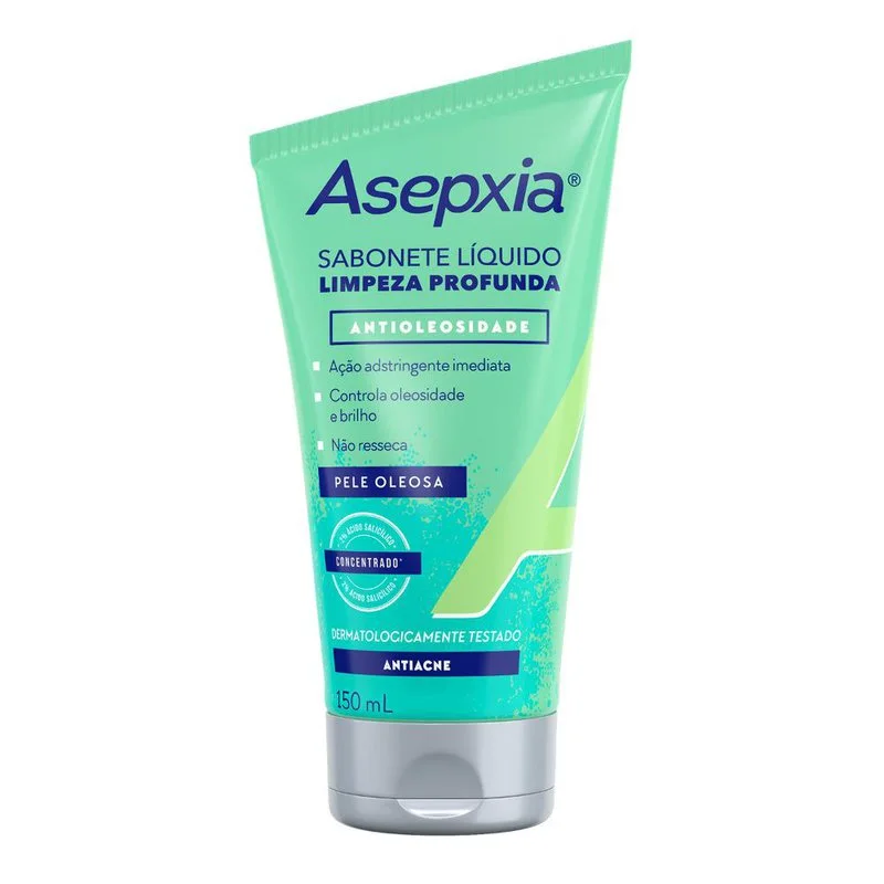 Sabonete Líquido Facial Asepxia Carvão Detox Purificante Pele Mista e Oleosa 150ml