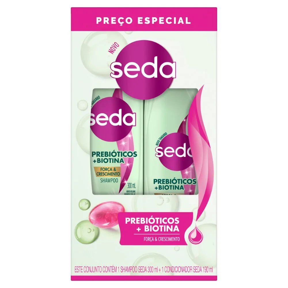 Kit Shampoo Seda Força e Crescimento 300ml 1 Unidade + Condicionador Seda Força e Crescimento 190ml 1 Unidade