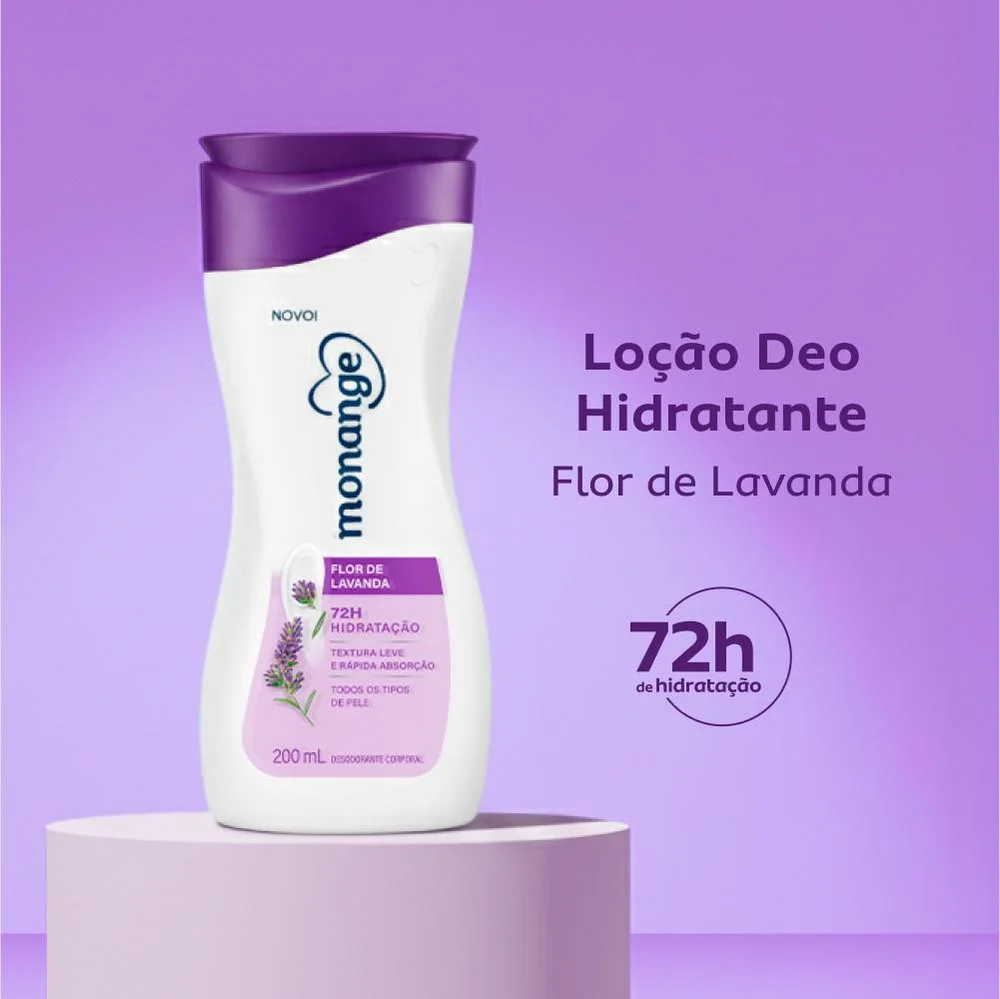 Loção Corporal Monange Hidratação Essencial Hidratante Desodorante Flor de Lavanda 200ml