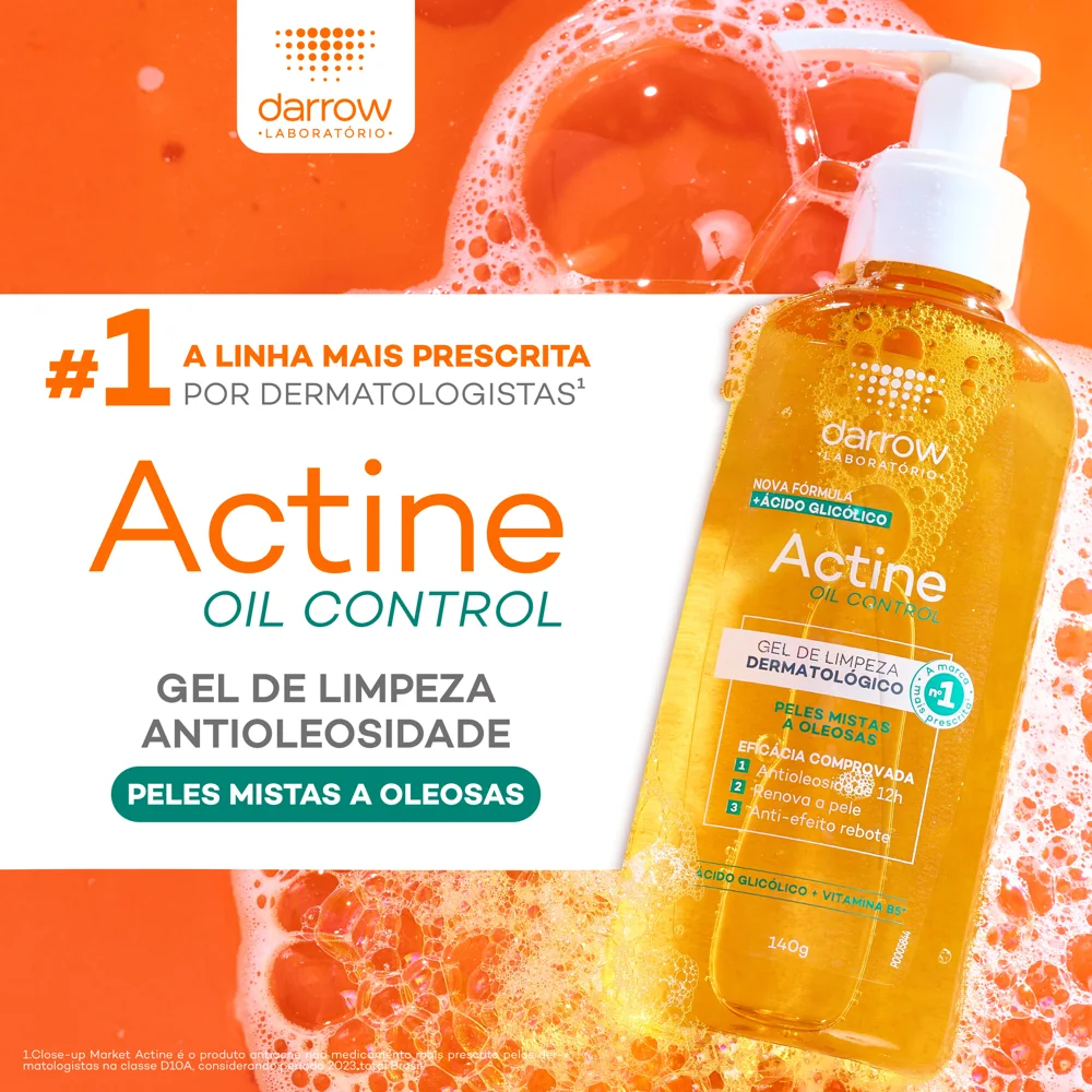 Gel de Limpeza Facial Darrow Actine Oil Control Peles Mistas a Oleosas 300g