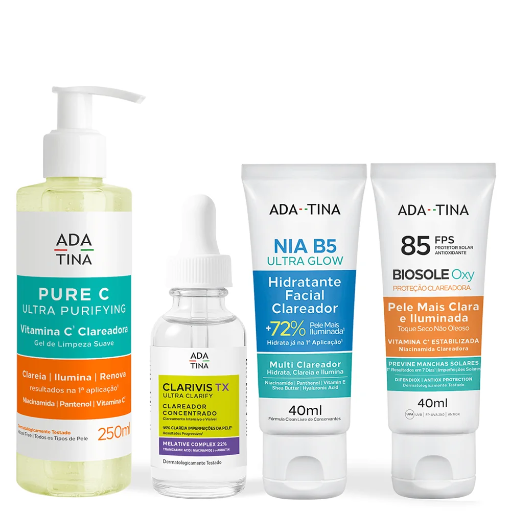 Kit Melasma Completo 4 Passos – Limpeza, Antioxidante, Hidratação e Proteção Solar