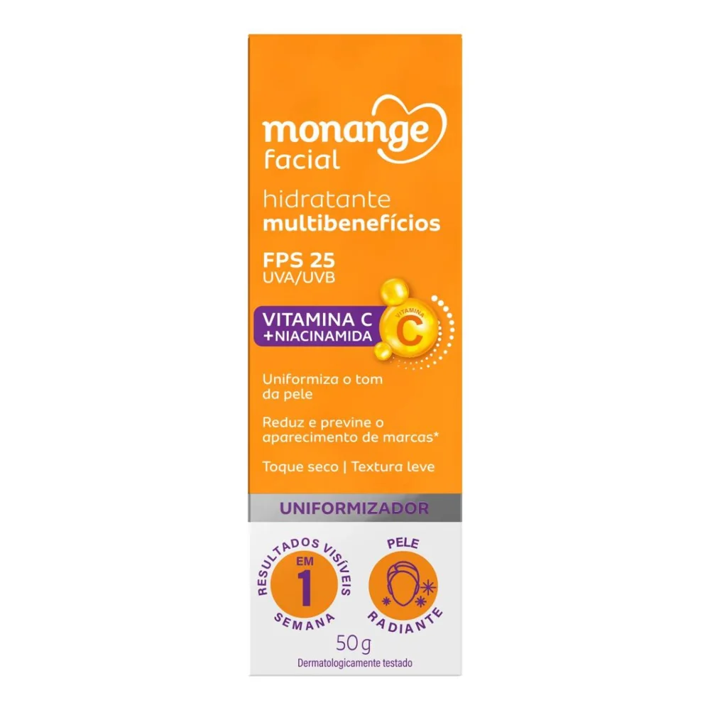 Creme Hidratante Facial Monange Multibenefícios Fps 25 50g