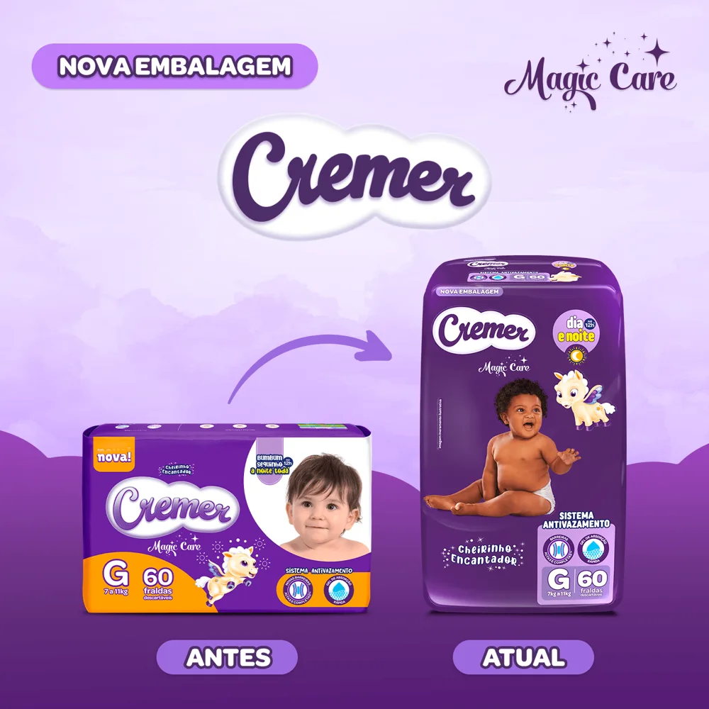 Fralda Cremer Magic Care Dia e Noite G 60 Unidades
