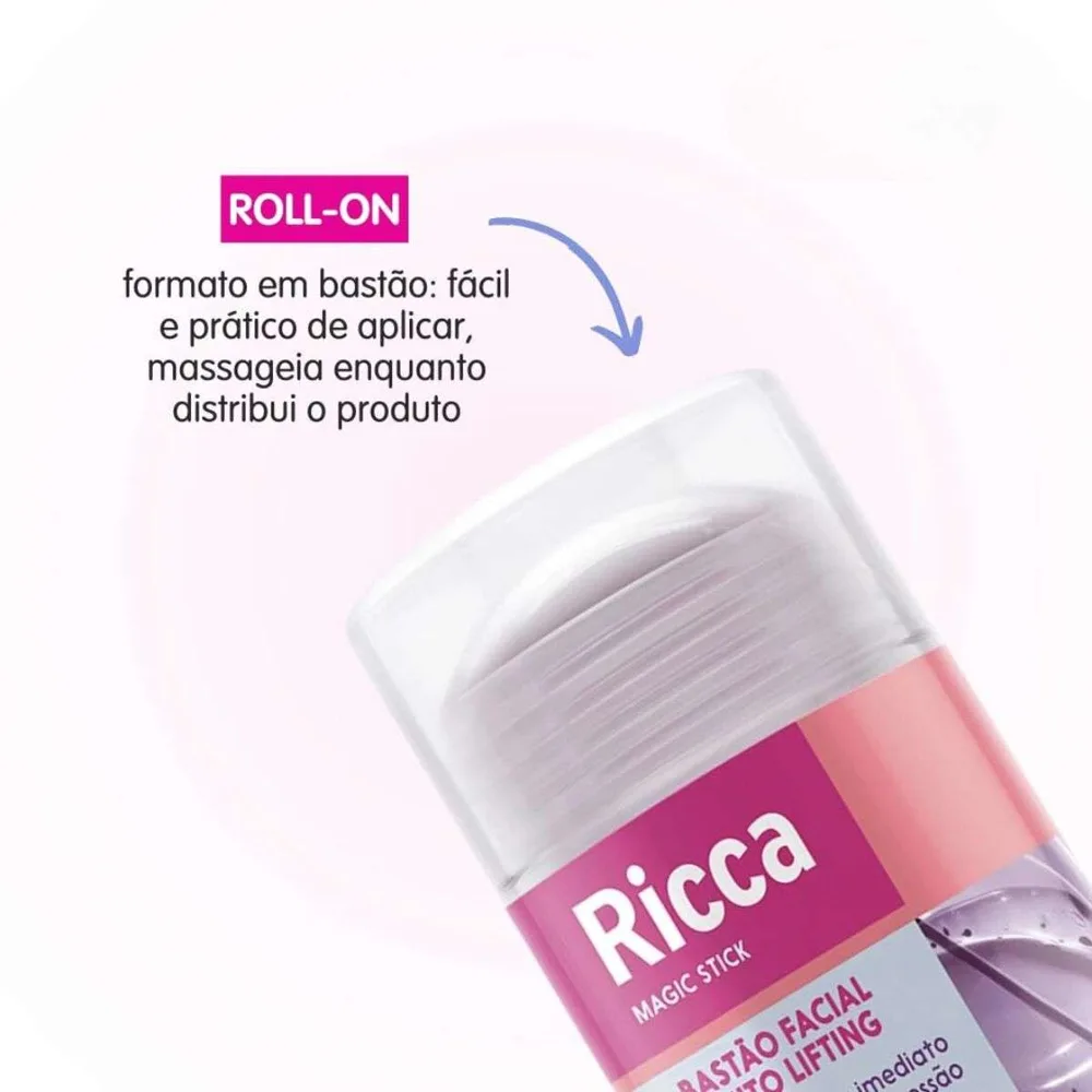 Bastão Facial Ricca Magic Stick Efeito Lifting Ácido Hialurônico e Colágeno Vegetal Stick 30g