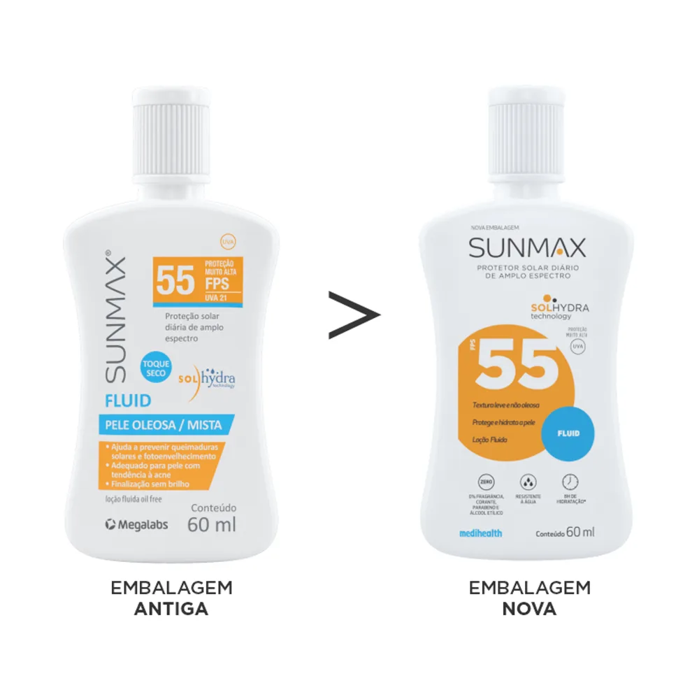 Protetor Solar Facial Sunmax Fluid FPS55 60ml