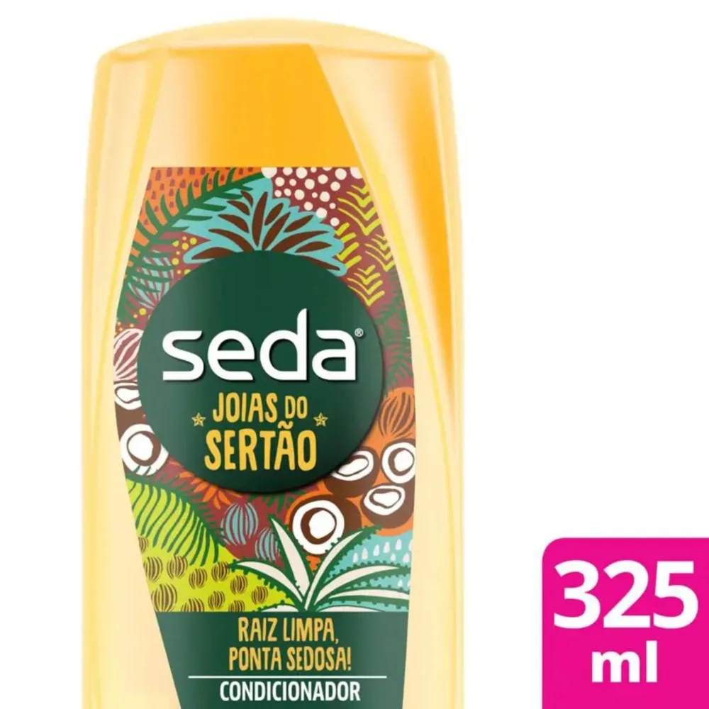 Condicionador Seda Joias do Sertão Raiz Limpa Ponta Sedosa! Babosa + Óleo de Coco 325ml