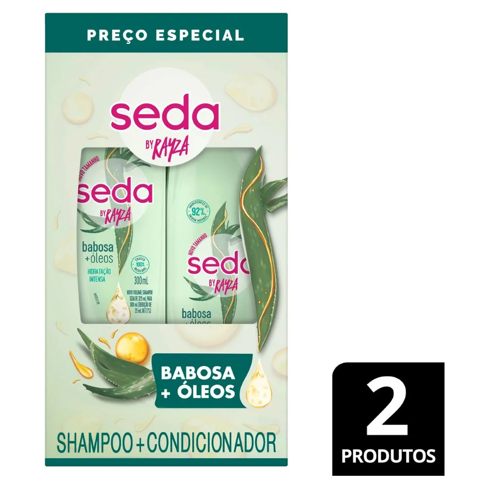Kit Shampoo Seda Babosa + Óleos 300ml 1 Unidade + Condicionador Seda Babosa + Óleos 190ml 1 Unidade