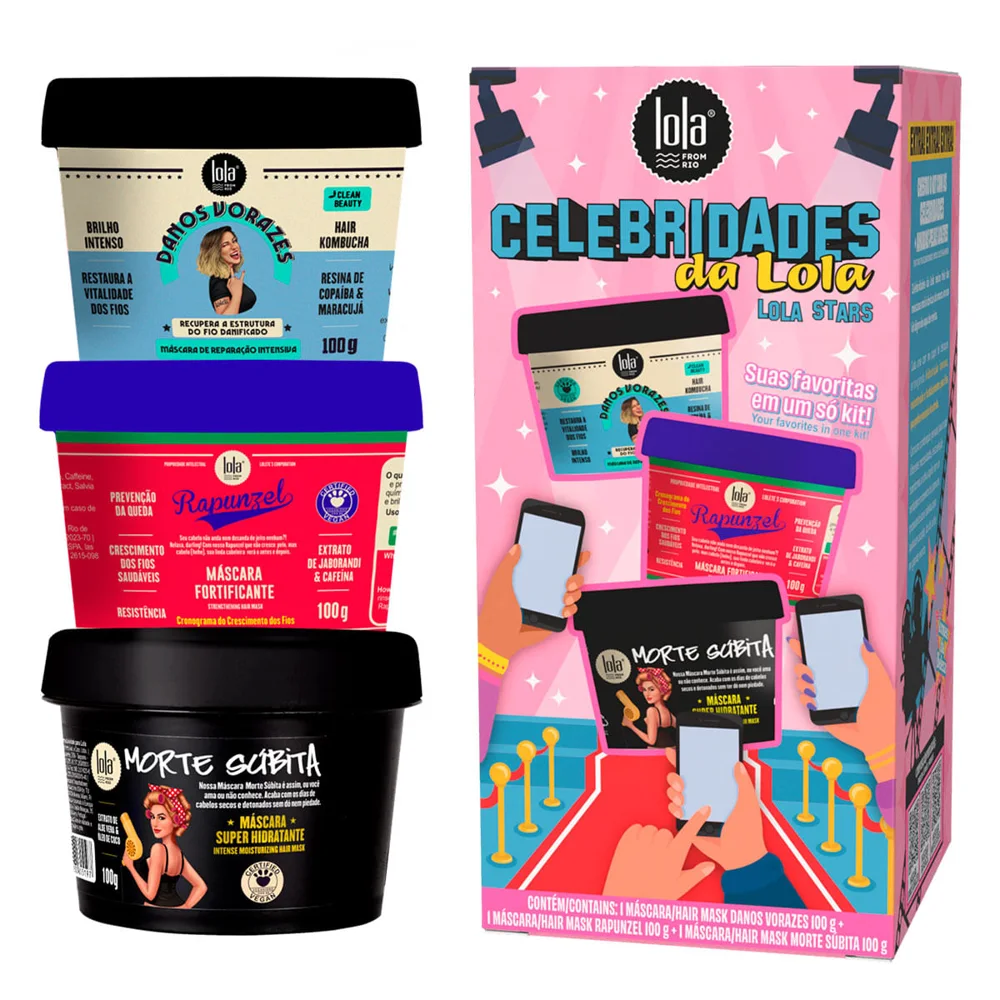 Kit Lola Máscara De Hidratação Morte Súbita + Máscara Fortificante Rapunzel + Mascara Reaparação Danos Vorazes 100g Cada