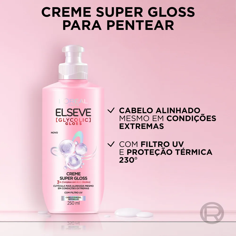 Creme de Pentear Elseve Glycolic Gloss Super Gloss Filtro UV 250ml