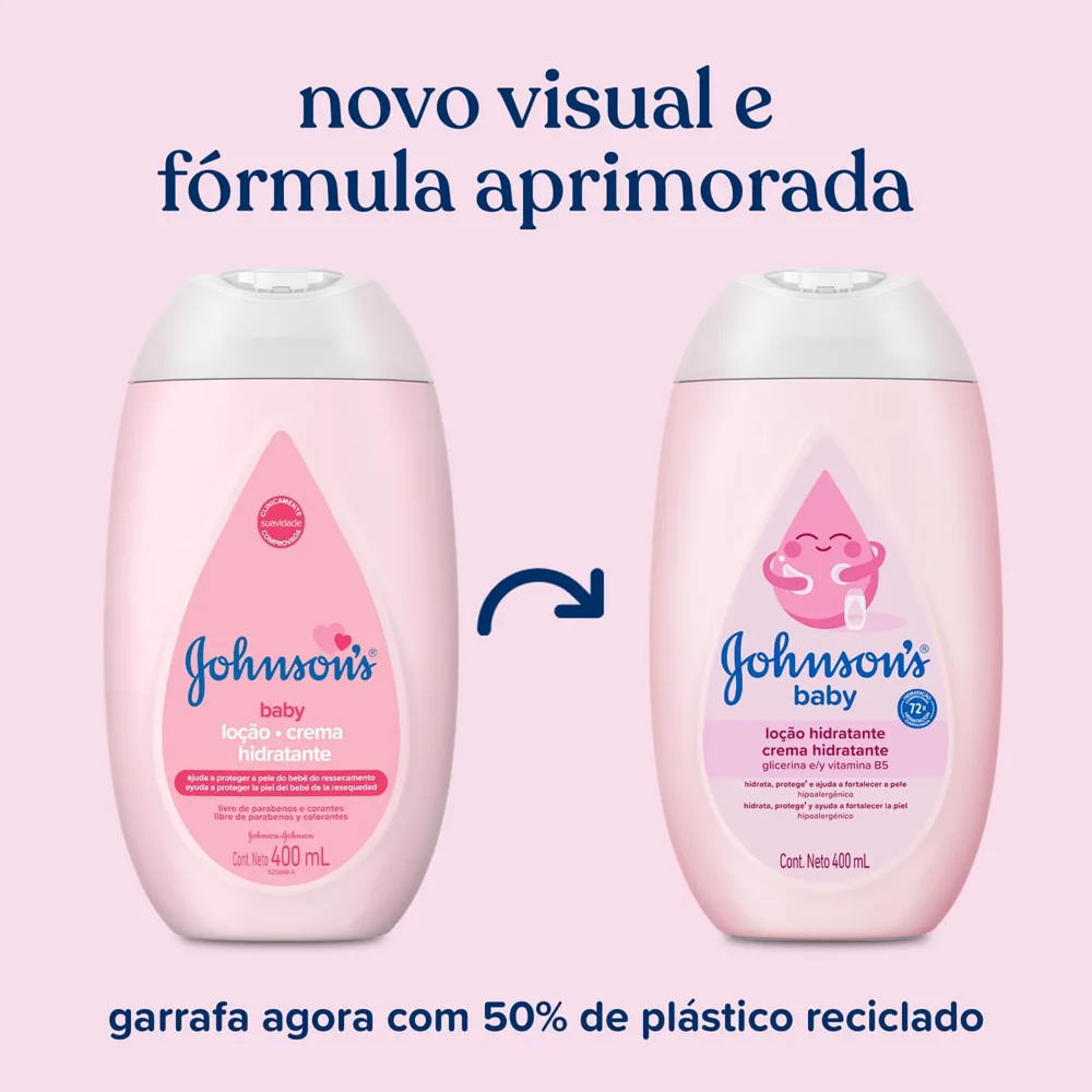 Loção Hidratante Infantil Johnson's Baby Uso Diário Hipoalergênico 400ml