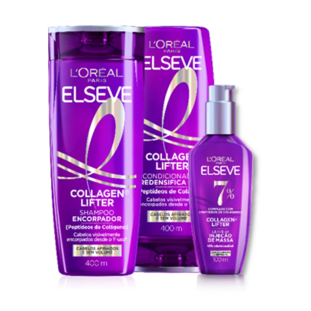 Kit Elseve Colágeno Shampoo 400ml + Condicionador 400ml + Sérum Capilar 100ml