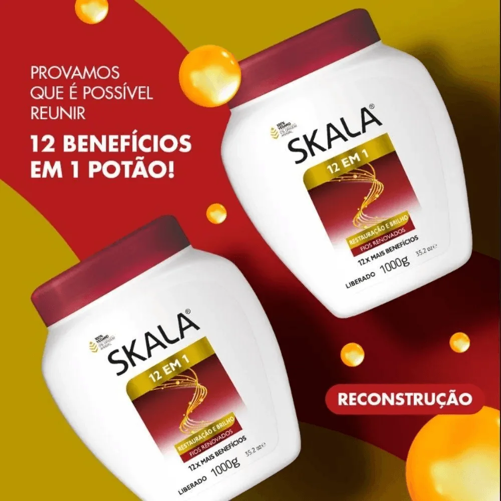 Creme de Tratamento Capilar Skala 12 em 1 Restauração e Brilho 1kg