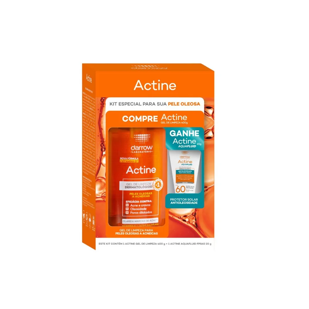 Kit Gel De Limpeza Actine 400g Grátis Protetor Aquafluid Fps60 20g