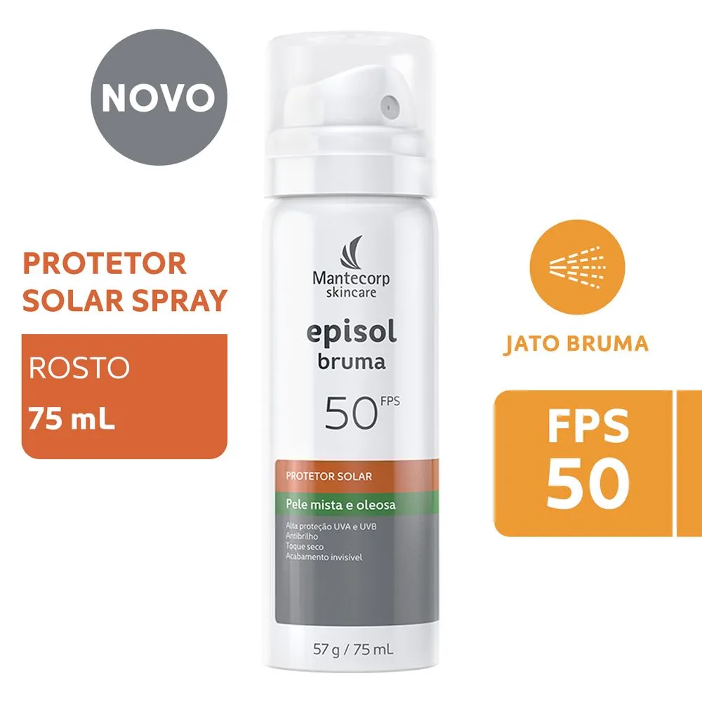 Protetor Solar Facial Episol Bruma FPS50 Pele Mista e Oleosa 75ml