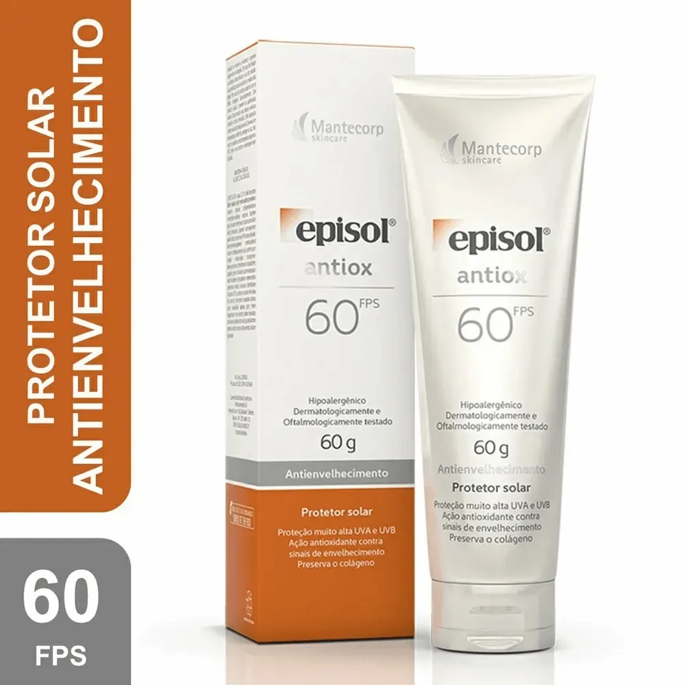 Protetor Solar Facial Episol Antiox FPS60 Antienvelhecimento 60g