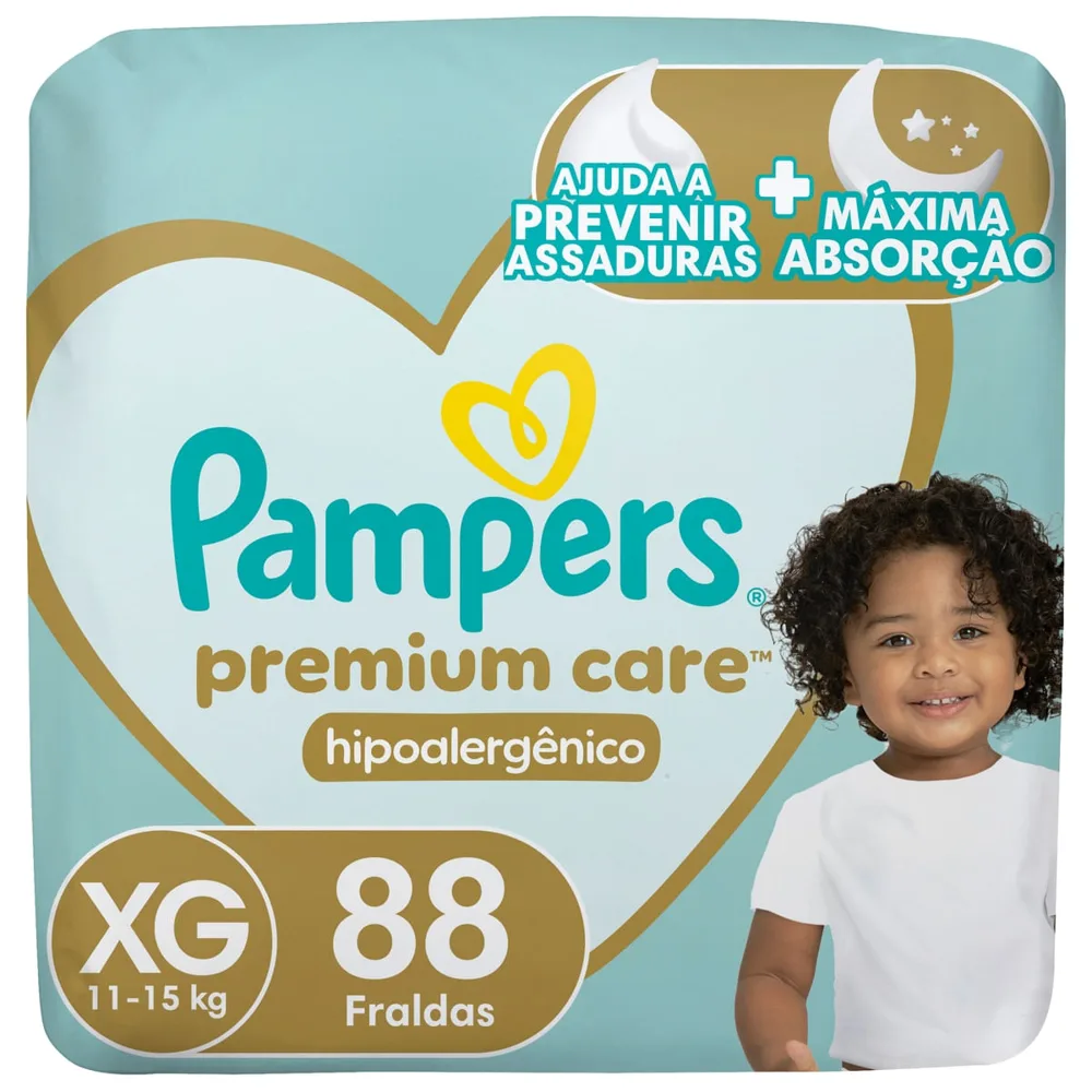 Fralda Infantil Pampers Premium Care Xg 88 Unidades