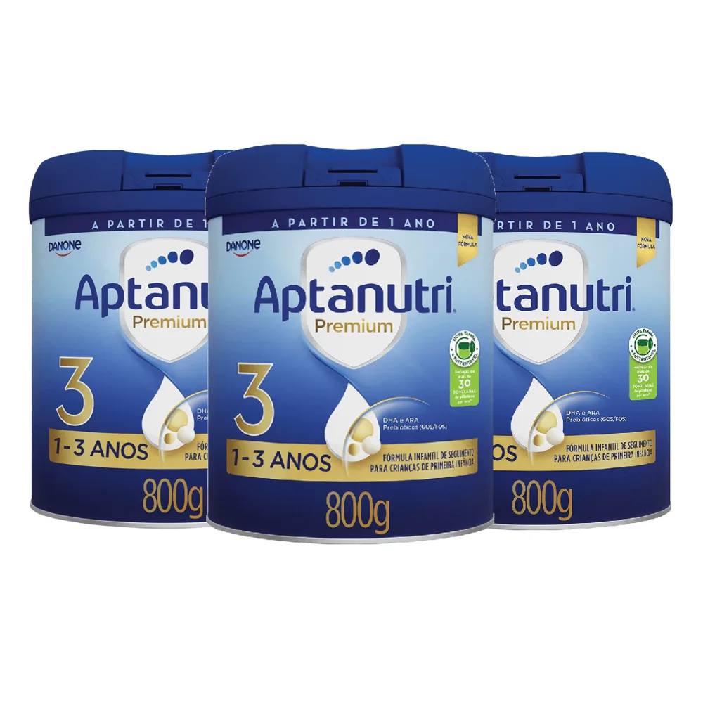 Kit Aptanutri Premium 3 Fórmula Infantil 1 a 3 Anos 800g 3 Unidades