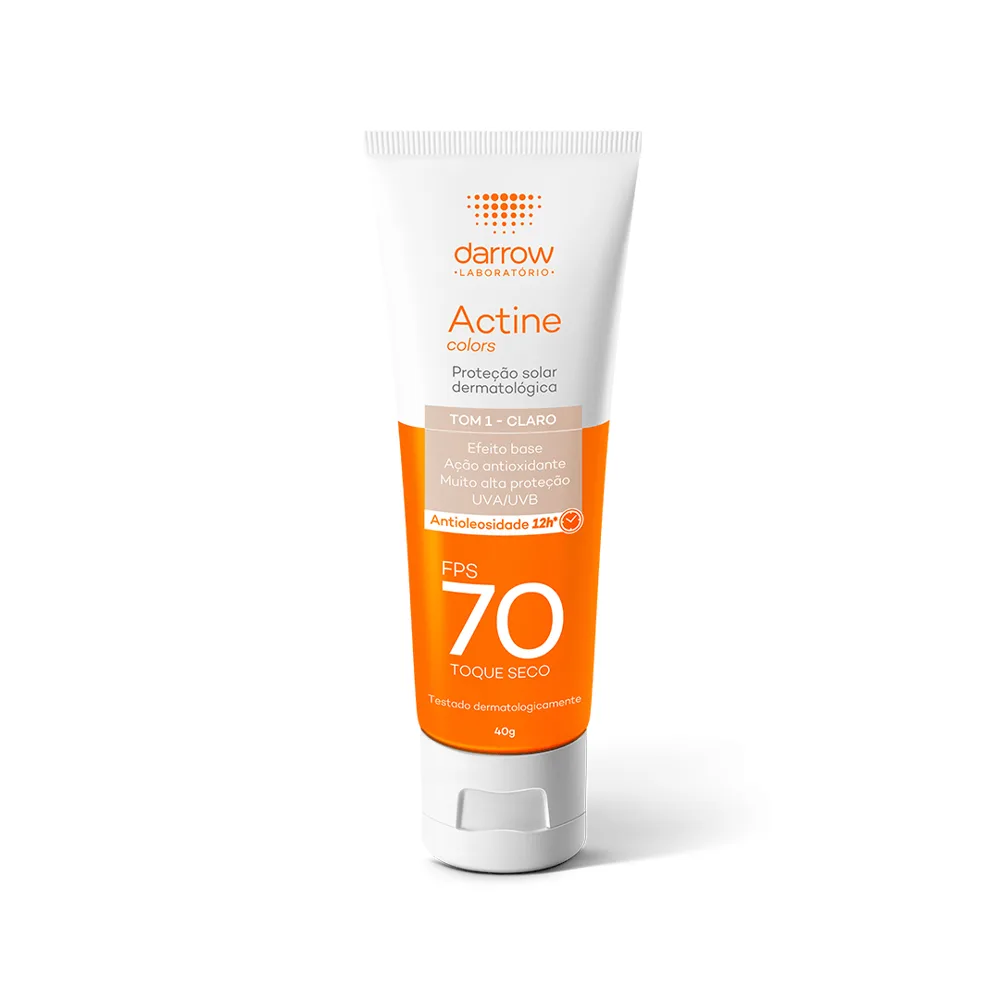 Protetor Solar Facial Darrow Actine Colors Toque Seco FPS70 Cor Pele Clara 40g