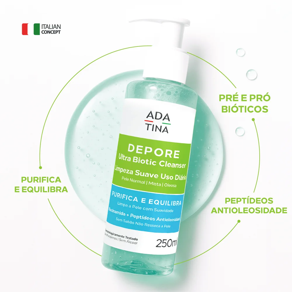 Gel de Limpeza Facial Ada Tina Depore Ultra Biotic 250 ml