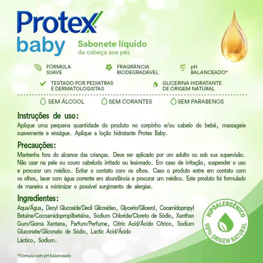 Sabonete Líquido Infantil Protex Baby Glicerina 400ml