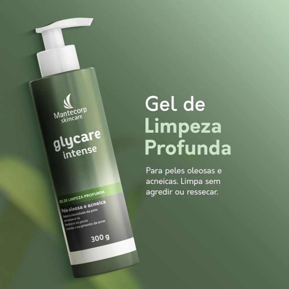 Gel de Limpeza Facial Mantecorp Skincare Glycare Intense Pele Oleosa e Acneica 300g