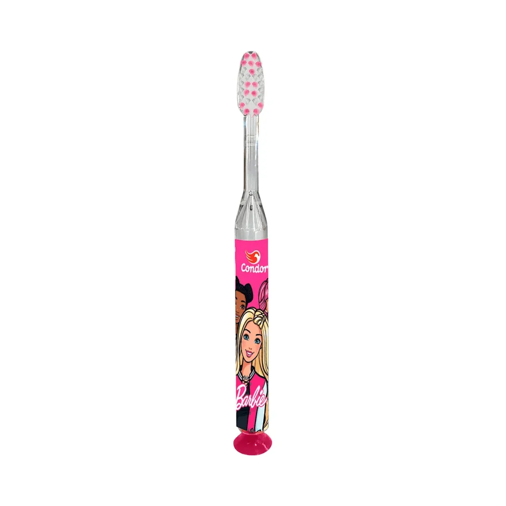 Escova Dental Infantil Condor Barbie Luz de LED Cerdas Macias +3 anos 1 Unidade