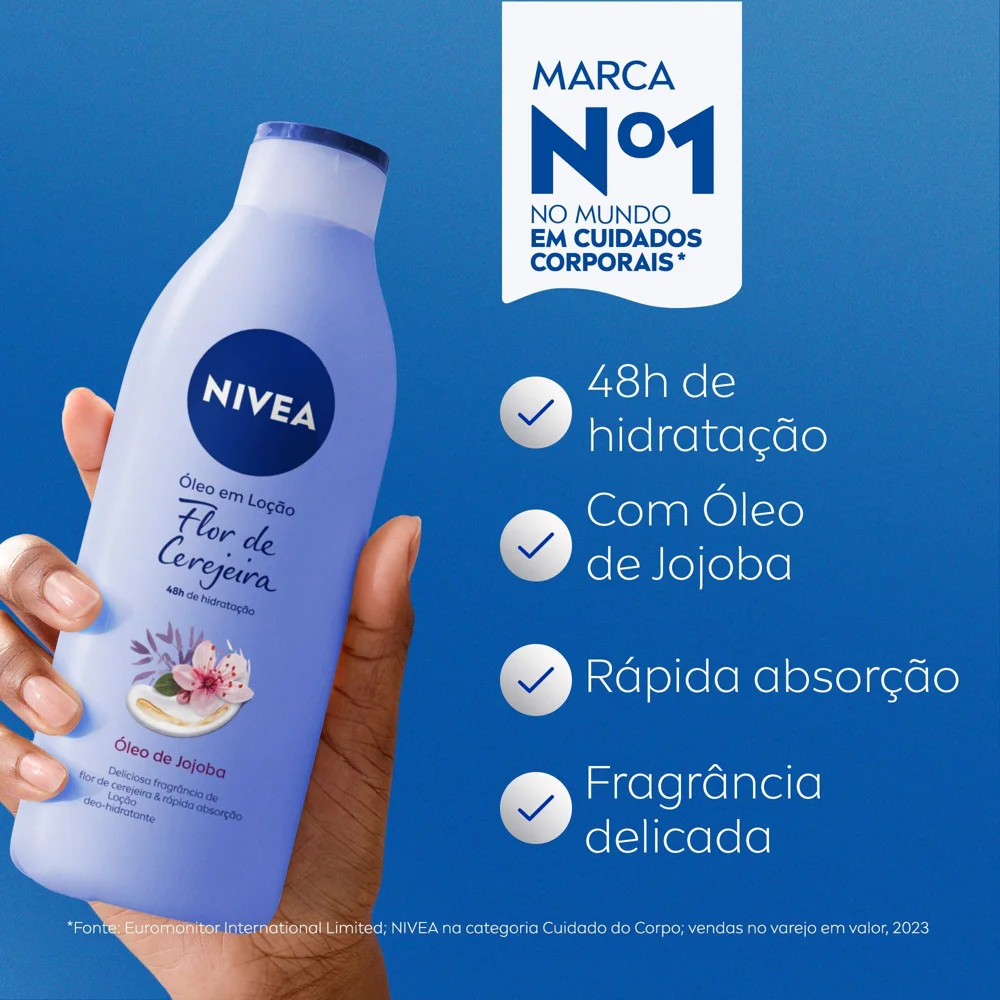 Loção Corporal Nivea Óleos Essenciais Flor de Cerejeira e Óleo de Jojoba 200ml