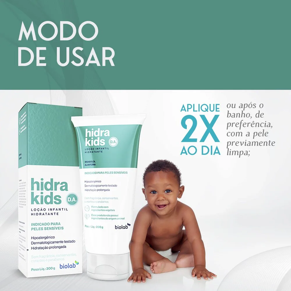 Loção Hidratante Infantil Hidra Kids D.A. Calmante com Aloe Vera 200g