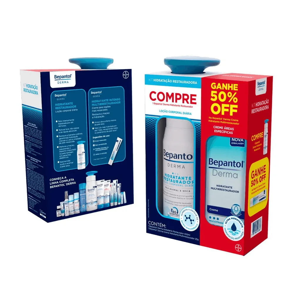Kit Hidratante Bepantol Derma Restaurador Diário 400ml 1 Unidade + Creme Bepantol Derma Multirrestaurador 20g 1 Unidade