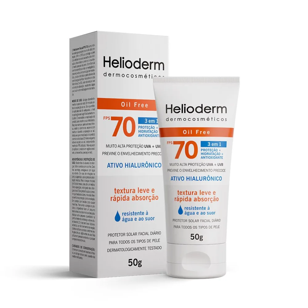 Protetor Solar Facial Helioderm 3 em 1 FPS70 Oil Free 50g