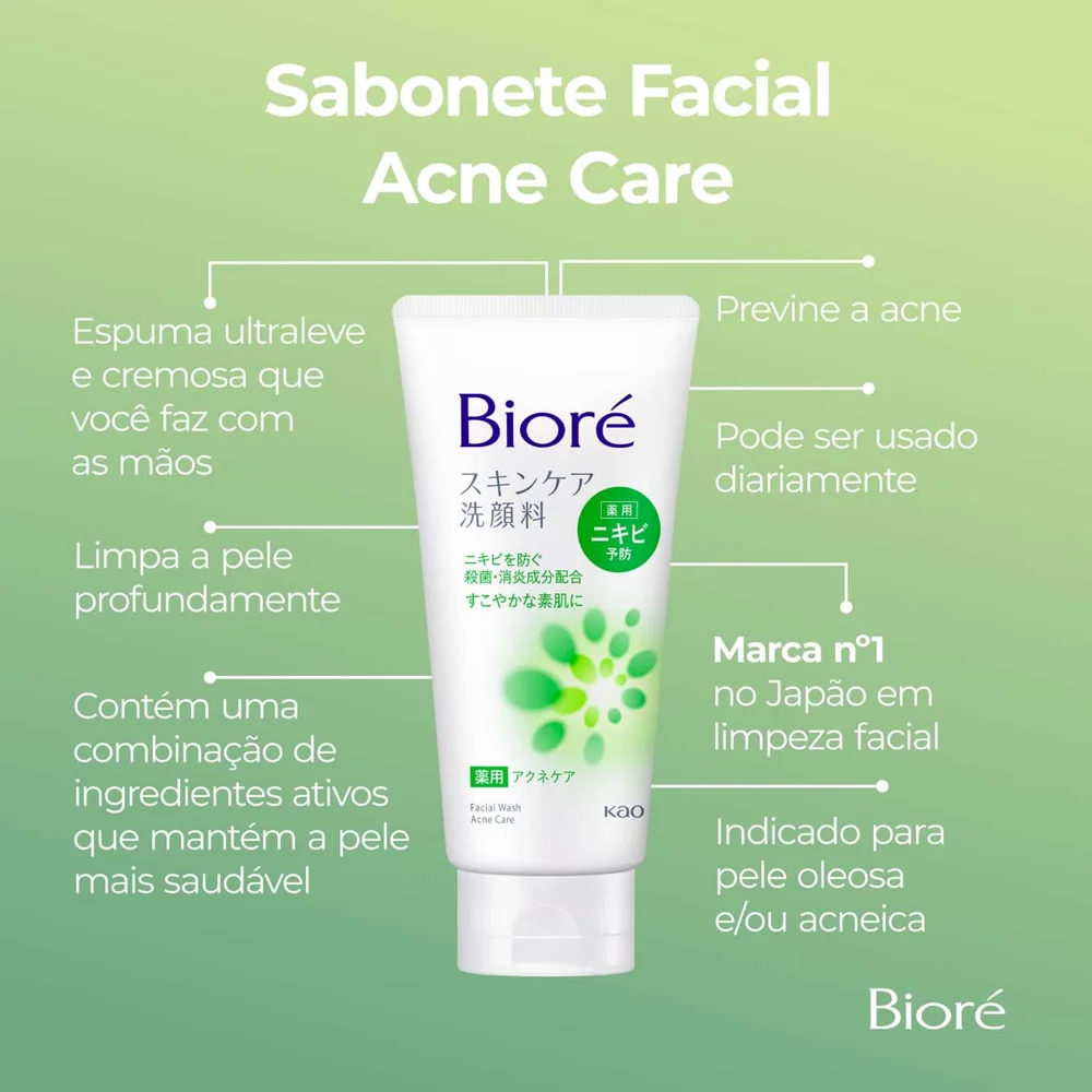 Sabonete Líquido Facial Bioré Wash Acne Care Pele Acneica 130g