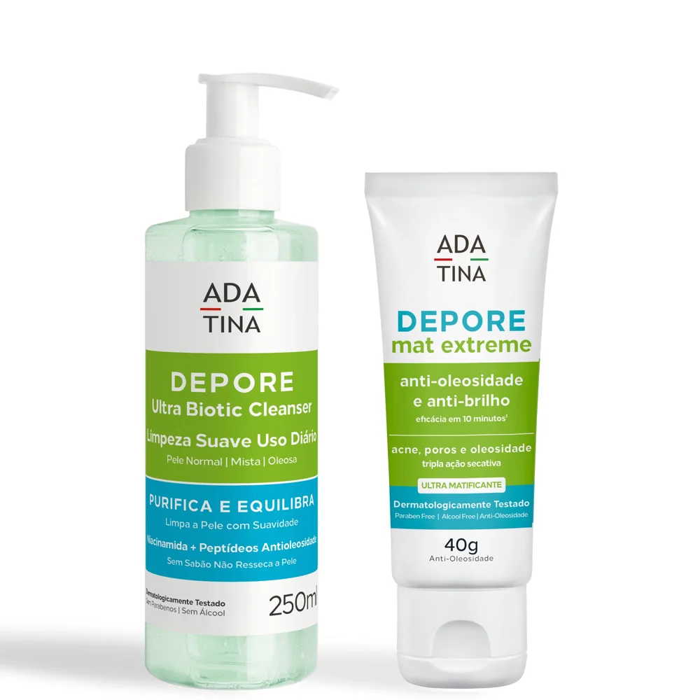 Kit Depore Pele Oleosa Gel Limpeza e Hidratante Matte Ada Tina