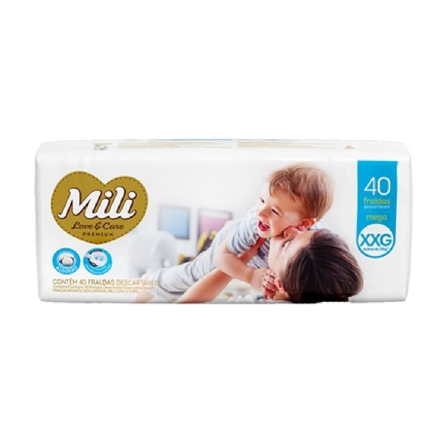 Fralda Mili Love&Care Premium Mega Xxg - 40 Unidades