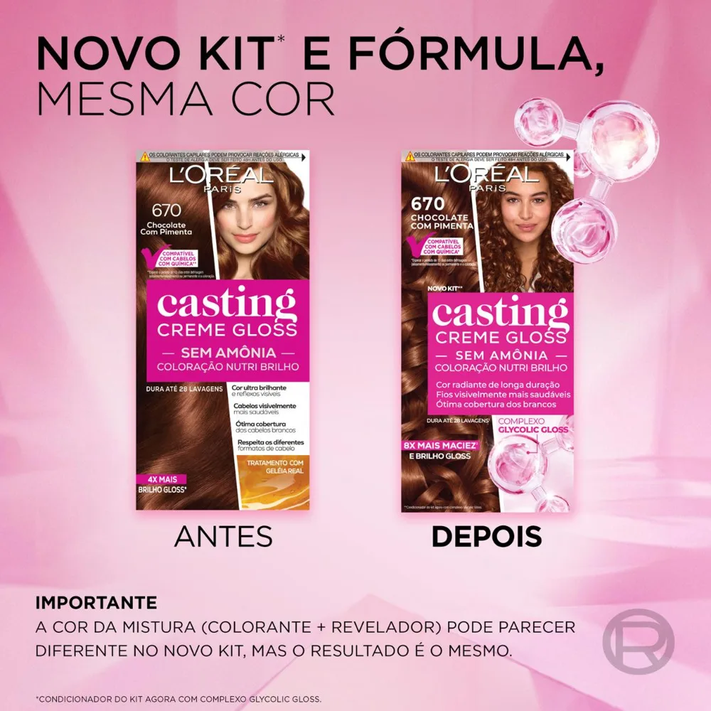 Tinta De Cabelo Casting Creme Gloss De L’oréal Paris 670 Chocolate Com Pimenta 246g