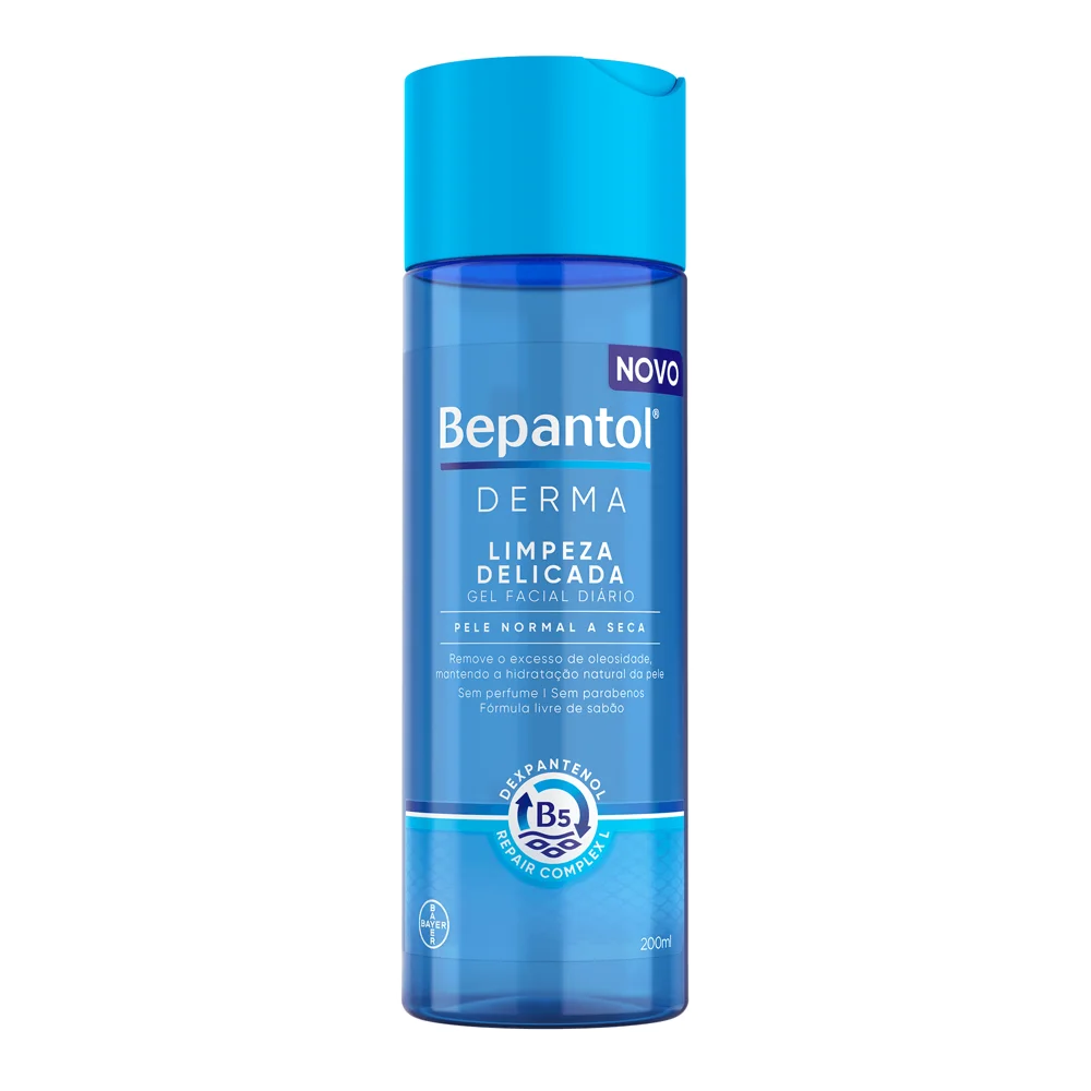 Gel de Limpeza Facial Diário Bepantol Derma Limpeza Delicada Pele Normal a Seca 200ml