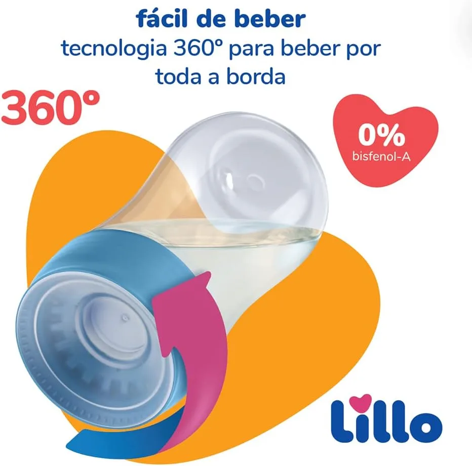 Copo de Transição Lillo Super Evolution 360º +8 meses Antivazamento Azul 300ml 1 Unidades
