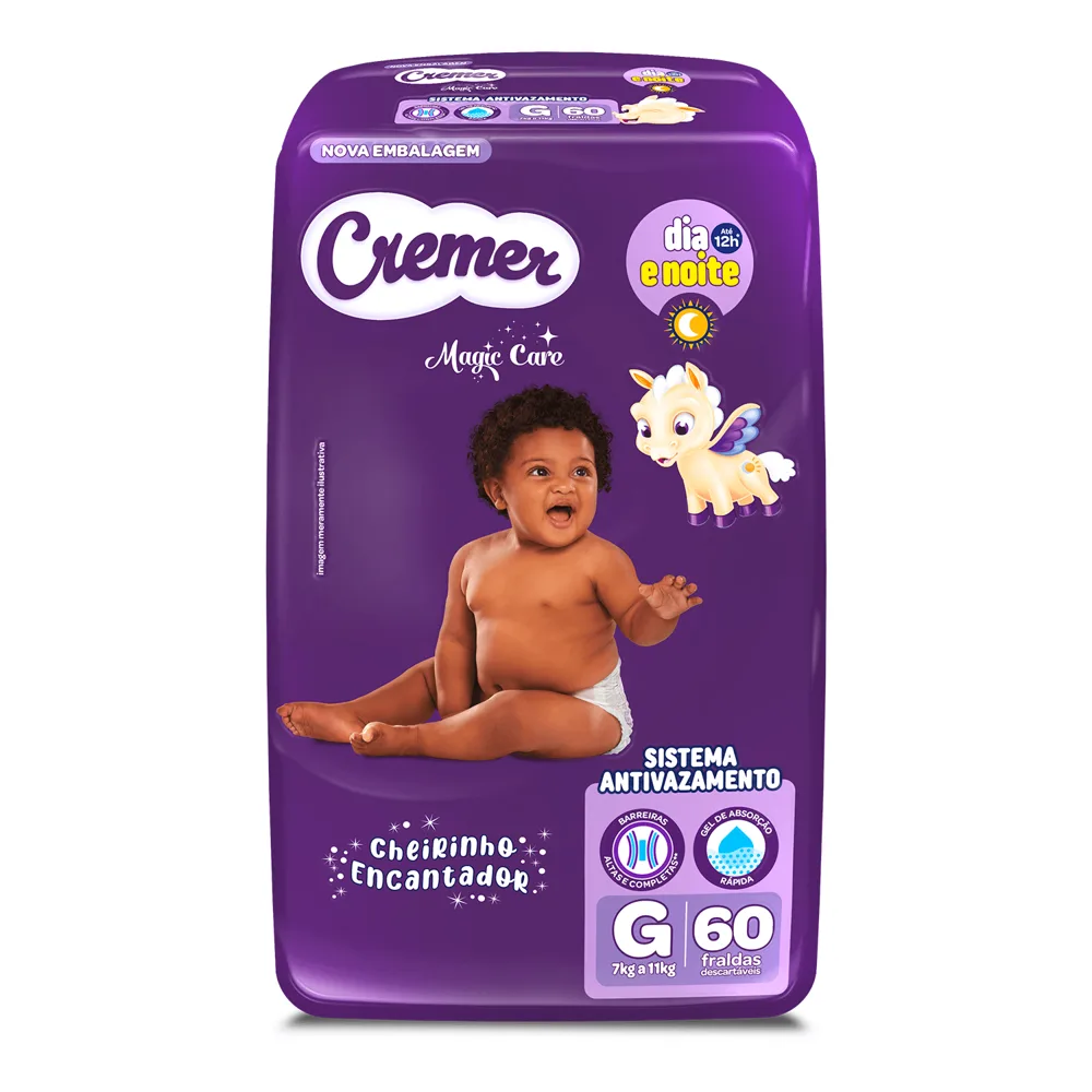 Fralda Cremer Magic Care Dia e Noite G 60 Unidades