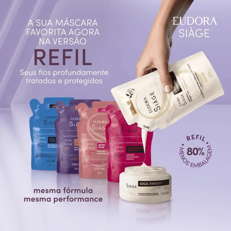 Máscara Capilar Eudora Siàge Cica-Therapy Cicatrizante Refil 250g