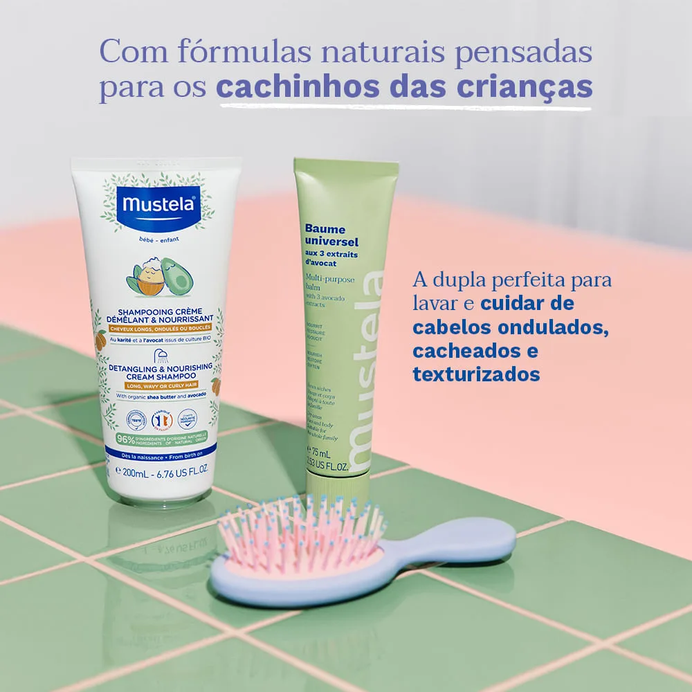 Kit Mustela Shampoo Infantil Cachos Desembaraçados 200ml + Bálsamo Hidratante Multifuncional Sem Perfume 75ml