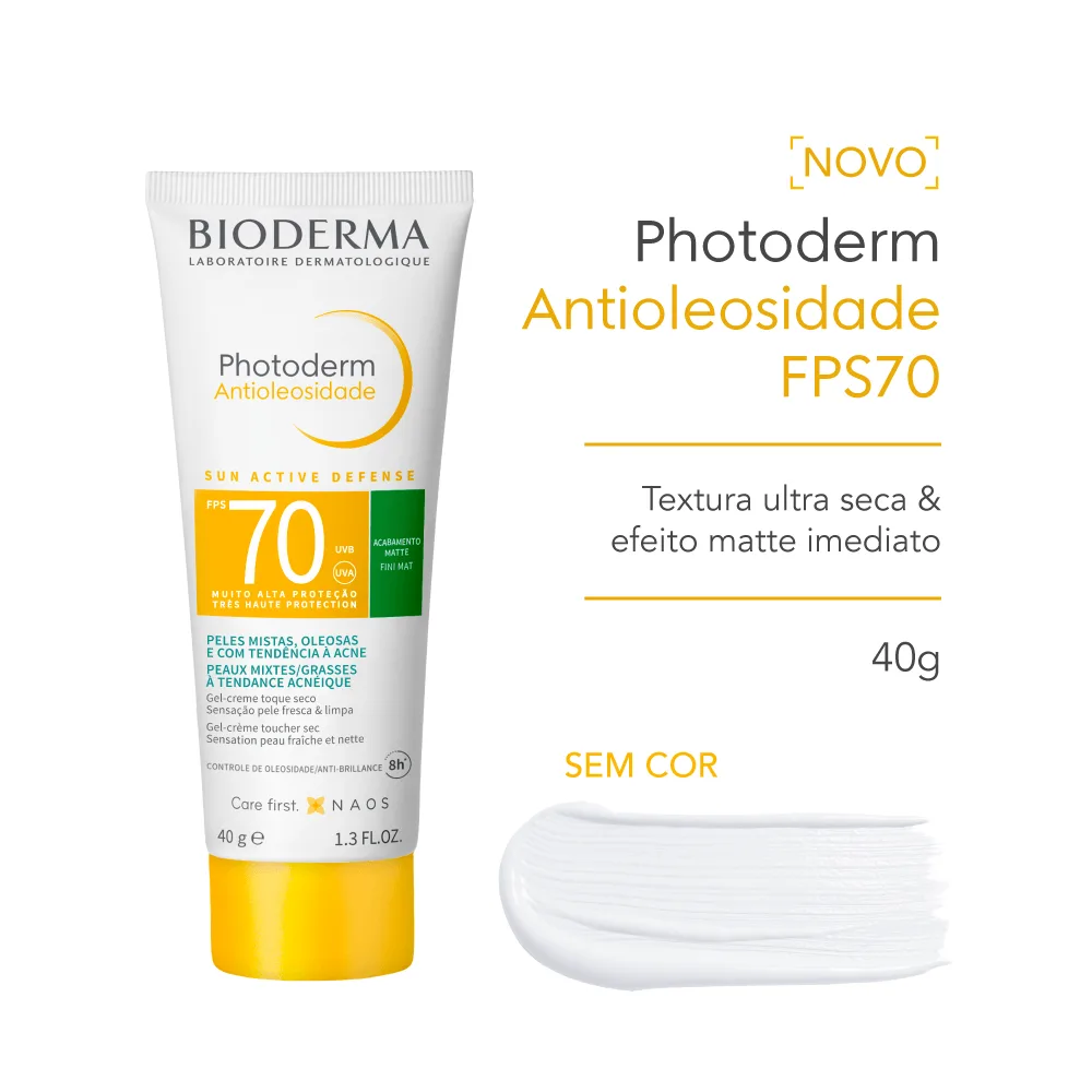 Protetor Solar Facial Bioderma Photoderm Antioleosidade Sem cor FPS70 40g