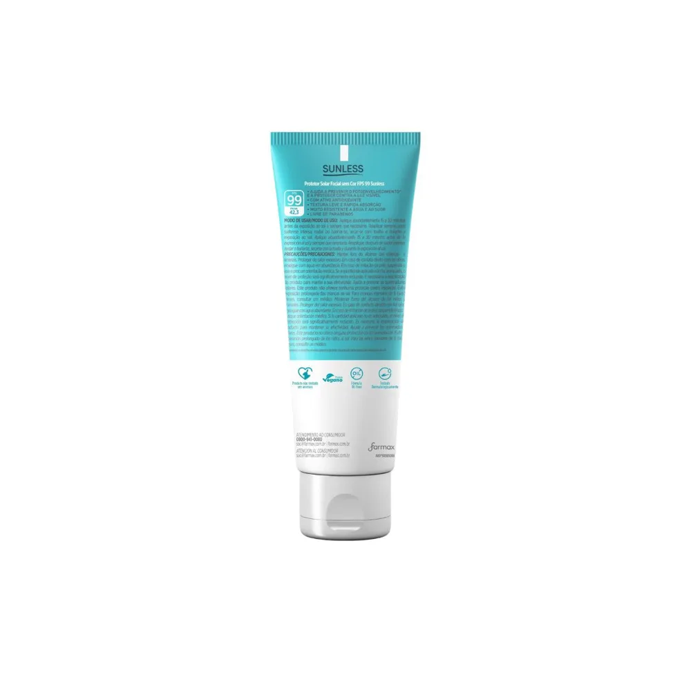 Protetor Solar Facial Sunless Toque Seco Sem Cor 99fps 60g