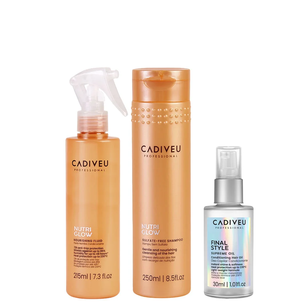 Kit Shampoo 250ml + Fluído 215ml + Óleo 30ml - Cadiveu - Nutri Glow