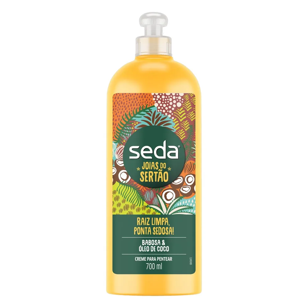 Creme de Pentear Seda Joias do Sertão Raiz Limpa Ponta Sedosa! Babosa + Óleo de Coco 700ml
