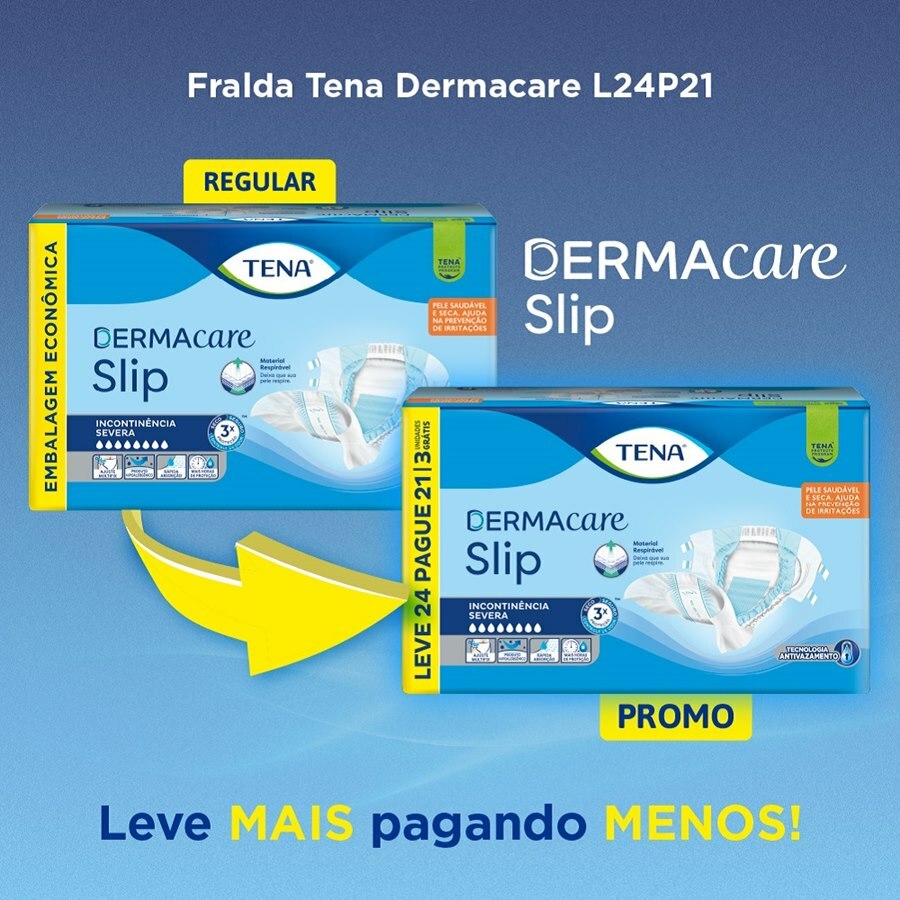 Fralda Geriátrica Unissex Tena Dermacare Slip M - 24 Unidades